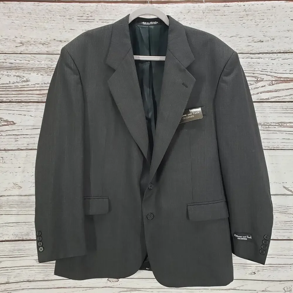 Kilburne and Finch Men's Gray Pinstriped Wool Blend Blazer Jacket Size 43R/W37